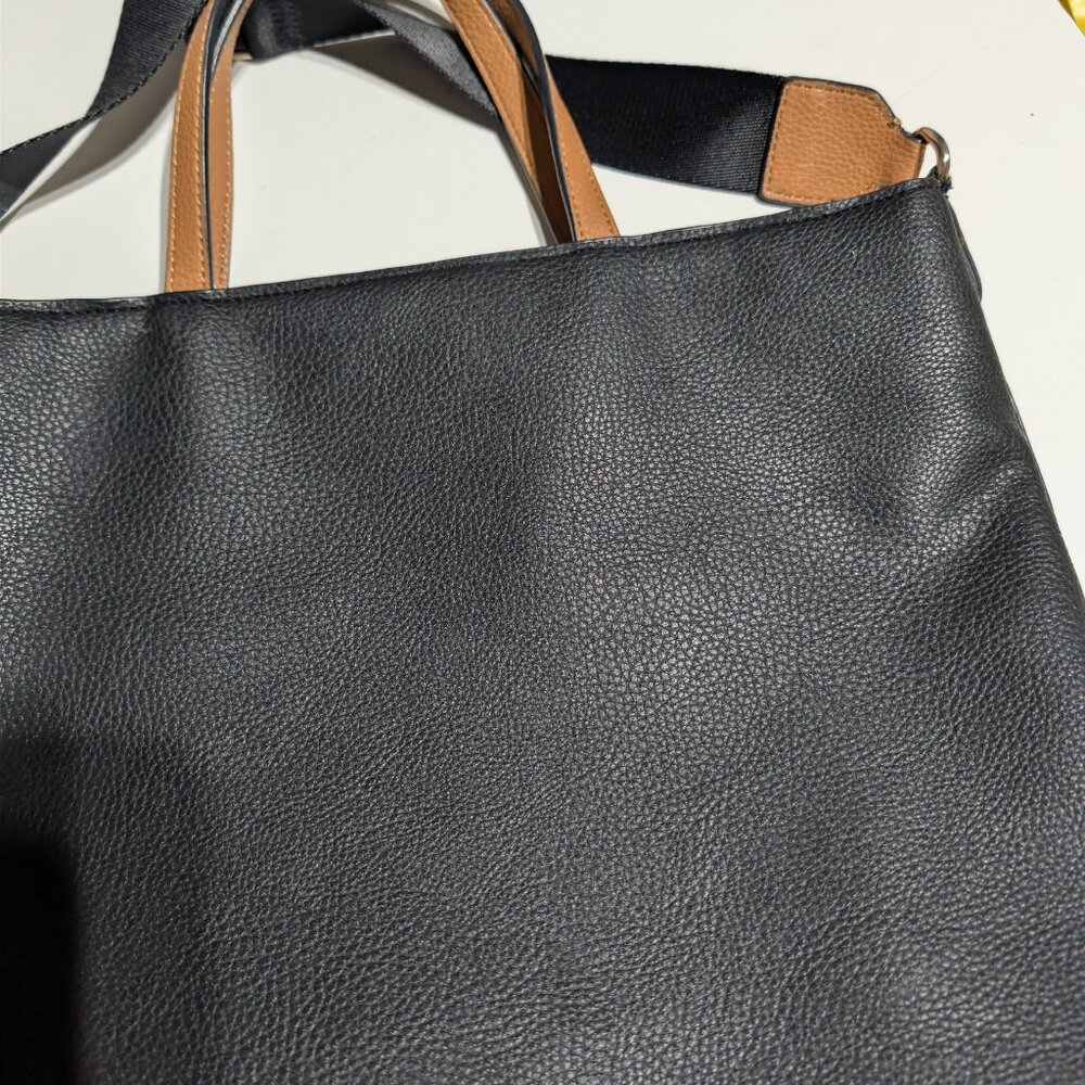 DKNY Black/White Faux Leather Tote/Crossbody - Picture 4 of 5